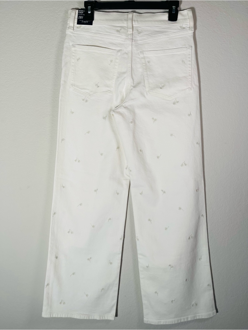 J Crew Fac NWT Wide Leg Embroidered Crop Jeans Size 28T Ivory Denim Embroidery - Picture 11 of 12